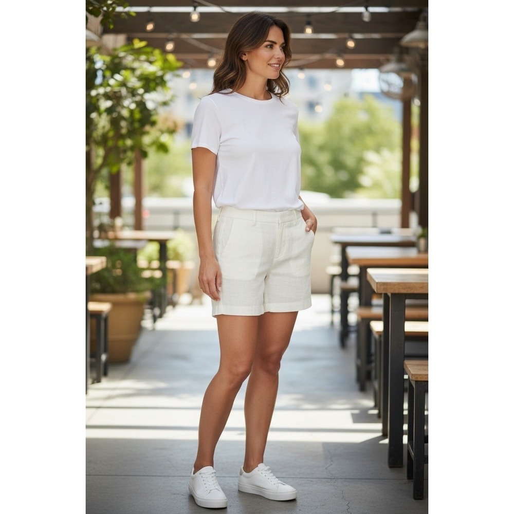 J Jill Shorts Beige Khaki Essential Cotton Stretch Retail $64 Summer 2 Petite